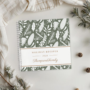 Cuaderno Recetas de fiestas de follaje de Navidad de invier
