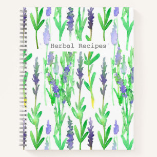 Cuaderno Recetas de hierbas Flores de Lavanda Acuarela