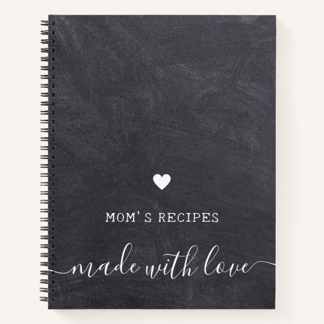 Cuaderno Recetas de mamá hechas con amor tablero rústico (Anverso)