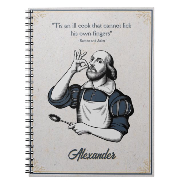 Cuaderno Recetas de Repostería Personalizadas Chef Elegante (Frente)