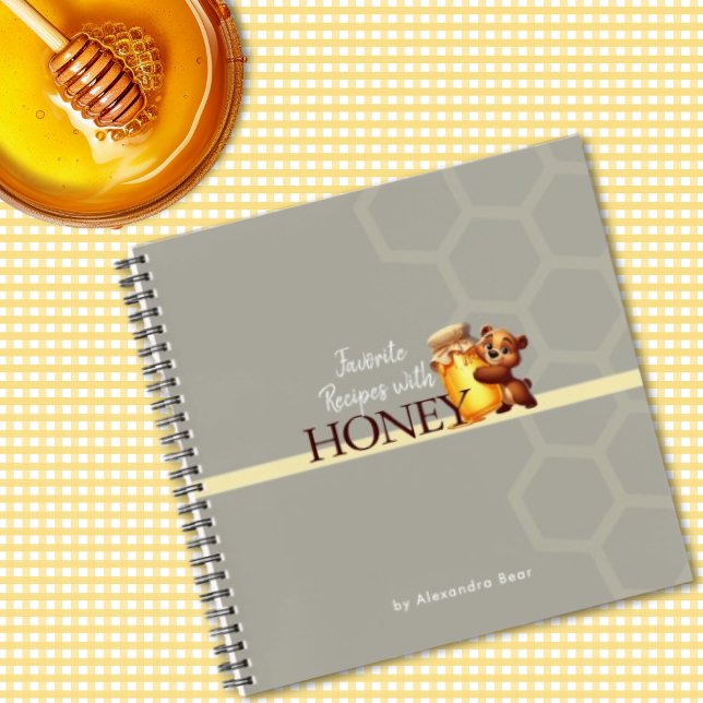 Cuaderno Recetas de Tarro de Miel de Oso Teddy Feliz  (Happy Teddy Bear Honey Jar Honeycomb Recipes Notebook)