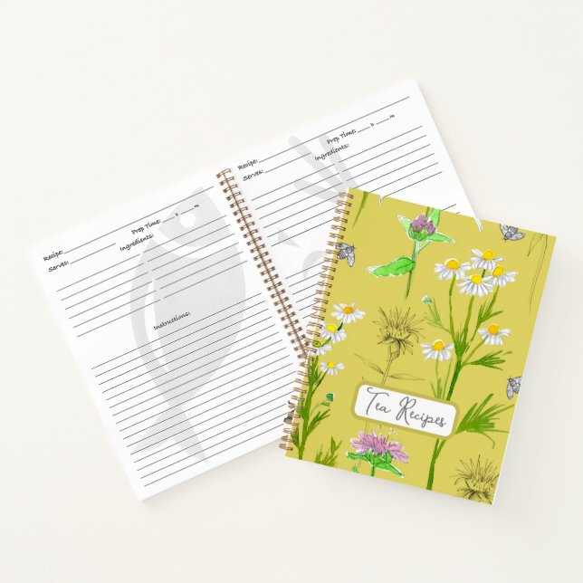 Cuaderno Recetas de té Herbático Medicinal Chamomile Amaril (Interior)