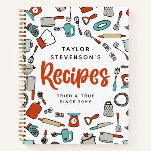 Cuaderno Recetas de utensilios de cocina de color turquesa