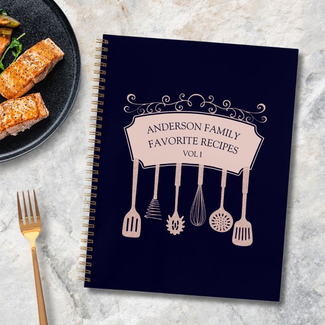 Cuaderno Recetas de utensilios de cocina de oro rosa person (In situ)