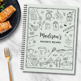 Cuaderno Recetas de utensilios de cocina personalizados a m