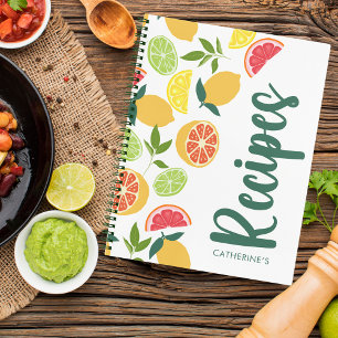 Cuaderno Recetas del nombre del patrón de Naranja de limón 