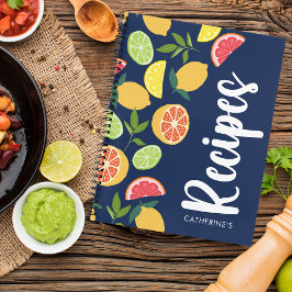 Cuaderno Recetas del nombre del patrón de Naranja de limón 
