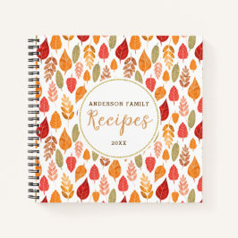 Cuaderno Recetas del patrón de hojas de otoño