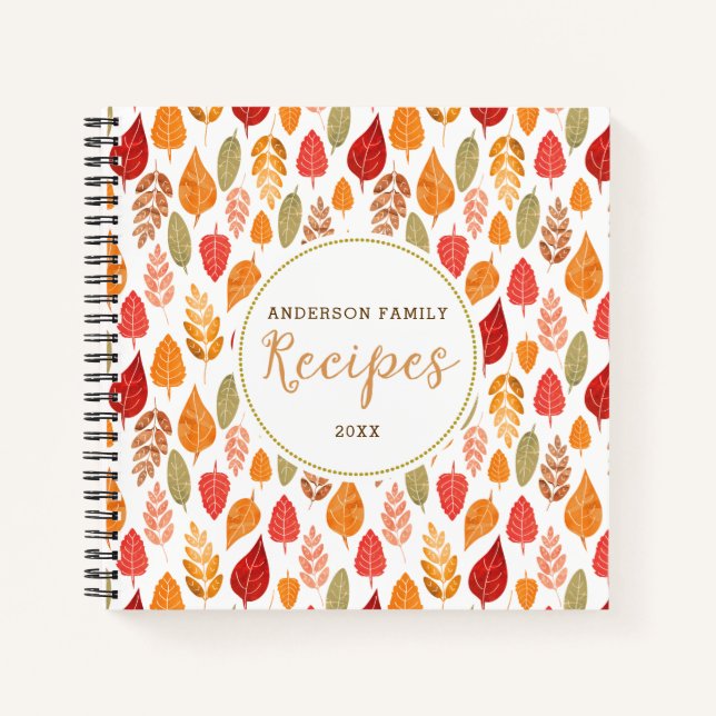 Cuaderno Recetas del patrón de hojas de otoño (Anverso)