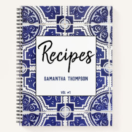 Cuaderno Recetas del patrón rústico de azulejos portugueses