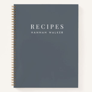 Cuaderno Recetas   Elegante Moda Piedra Gris Sofisticado