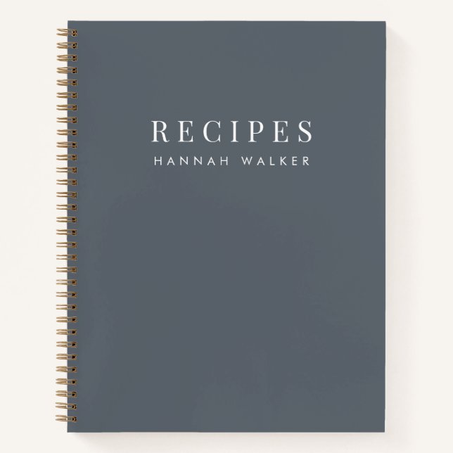 Cuaderno Recetas | Elegante Moda Piedra Gris Sofisticado (Anverso)