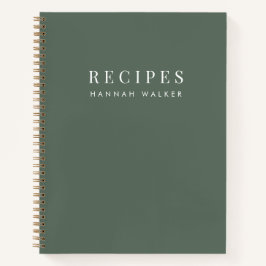 Cuaderno Recetas | Elegante receta verde forestal Minimalis