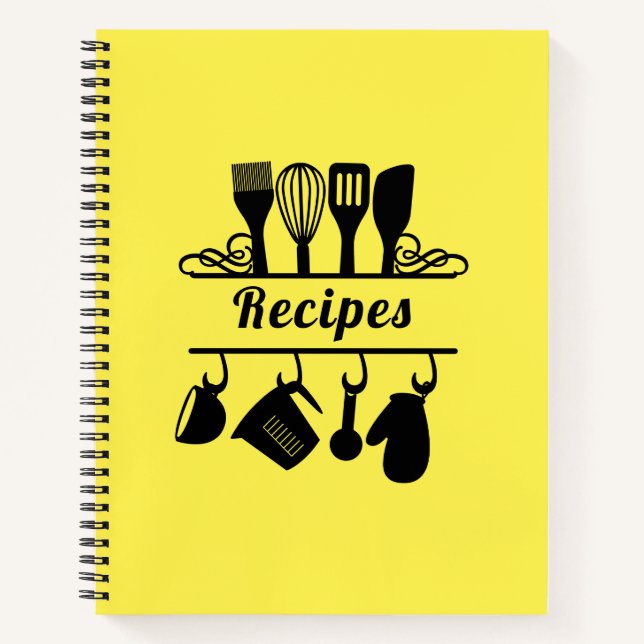 Cuaderno Recetas Elegantes de Repostería y Cocina en Amaril (Anverso)