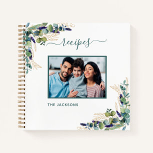 Cuaderno Recetas eucalipto verdor foto blanca