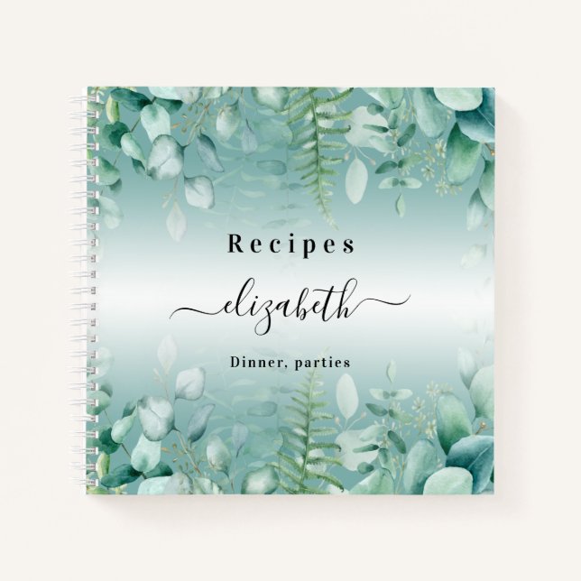 Cuaderno Recetas eucalyptus greenery nombre de bosque (Anverso)