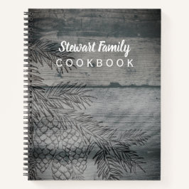 Cuaderno Recetas familiares Cookbook Rustic Wood Pinecones