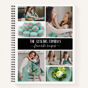 Cuaderno Recetas familiares de Collage de fotos blanco negr