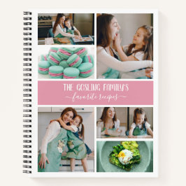 Cuaderno Recetas familiares de Collage de fotos blanco rosa