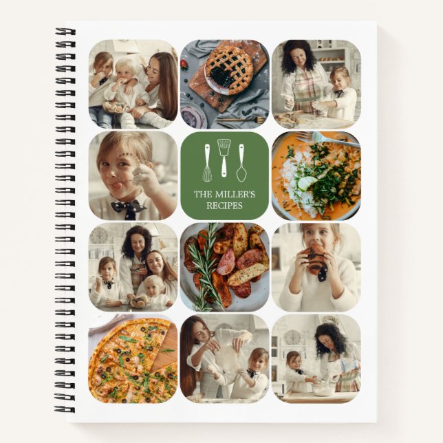 Cuaderno Recetas familiares de Collage de fotos en las esqu (Anverso)