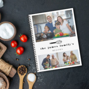 Cuaderno Recetas familiares de fotos de Whisk en globo blan