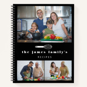 Cuaderno Recetas familiares de fotos de Whisk en globo negr