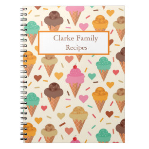 Cuaderno Recetas familiares de patrón de helado personaliza