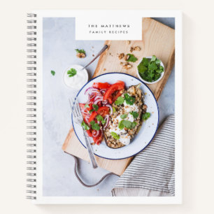 Cuaderno Recetas familiares Foto Limpiar Blanco Minimalista