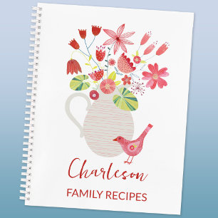 Cuaderno Recetas Familiares Jarrón de Flores Personalizado