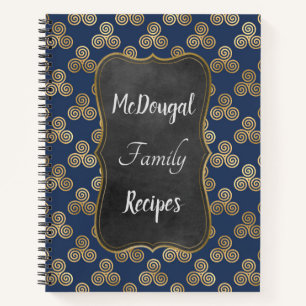 Cuaderno Recetas familiares personalizadas celtas azules