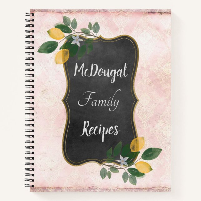 Cuaderno Recetas familiares personalizadas con lemas en ros (Anverso)