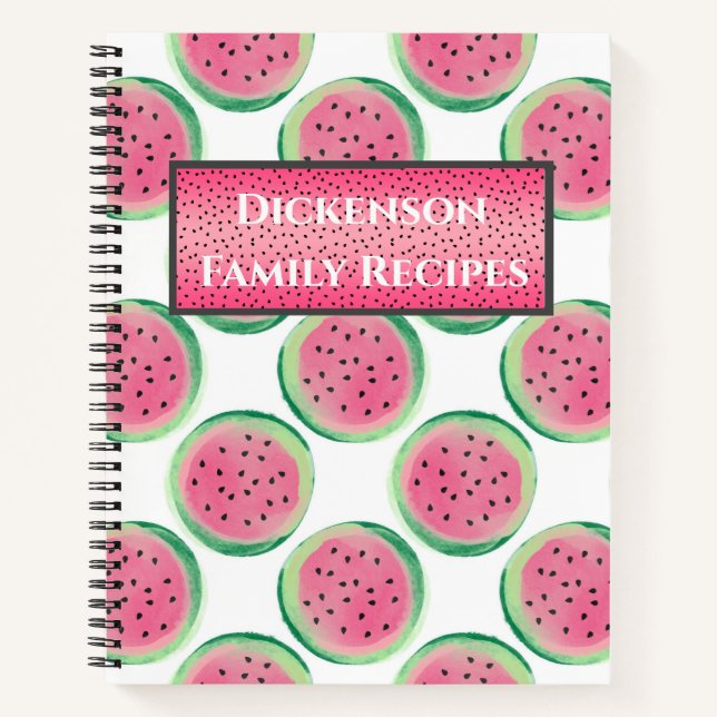 Cuaderno Recetas familiares personalizadas con sandías (Anverso)