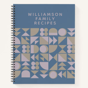 Cuaderno Recetas Familiares Personalizadas Geométricas Azul