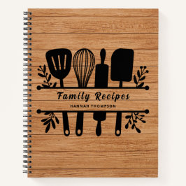 Cuaderno Recetas familiares personalizadas rusticas de libr