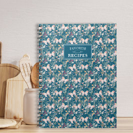 Cuaderno Recetas favoritas del Boho floral azul floral pers