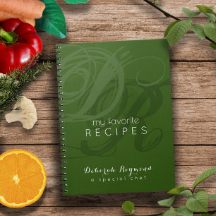 Cuaderno Recetas favoritas en verde monogramado