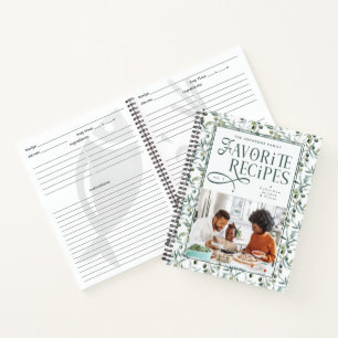 Cuaderno Recetas Favoritas Foto Familiar Patrón Rama de Oli