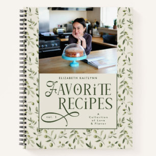 Cuaderno Recetas Favoritas Foto Personalizada Patrón Rama d