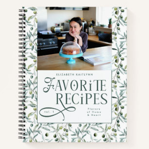 Cuaderno Recetas Favoritas Foto Personalizada Patrón Rama d
