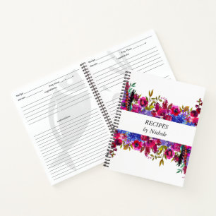 Cuaderno Recetas Flores Brillantes Audaces Hermosas Persona