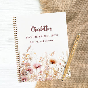 Cuaderno Recetas flores silvestres nombre beige rosa