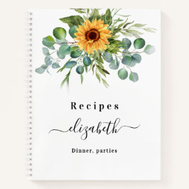 Cuaderno Recetas girasol eucalipto nombre del guión verde