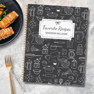 Cuaderno Recetas Modernas de Utensilios de Cocina Vintage A