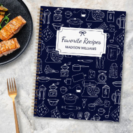 Cuaderno Recetas Modernas de Utensilios de Cocina Vintage c