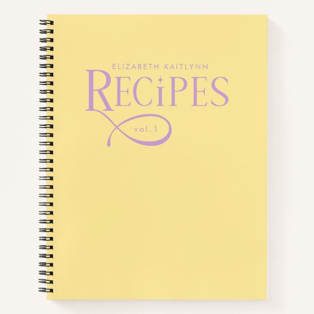 Cuaderno Recetas Modernas Elegantes Personalizadas Amarilla (Anverso)