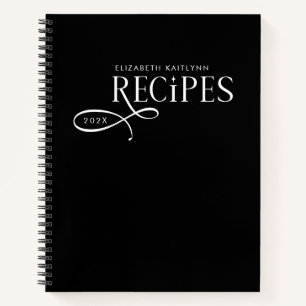 Cuaderno Recetas modernas elegantes personalizadas en blanc