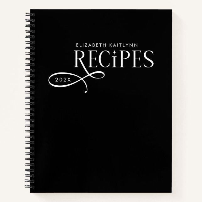 Cuaderno Recetas modernas elegantes personalizadas en blanc (Anverso)