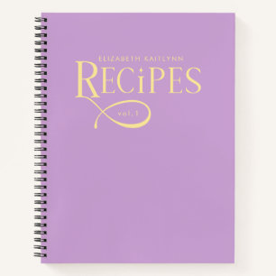 Cuaderno Recetas modernas elegantes personalizadas púrpura