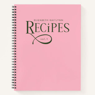 Cuaderno Recetas modernas elegantes personalizadas verdes y