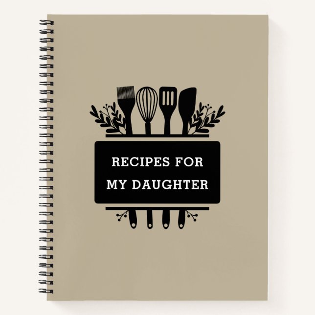 Cuaderno Recetas Para La Receta De Cocción De Mi Hija (Anverso)